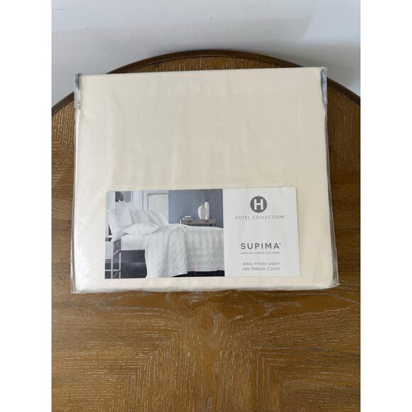 Hotel Collection Other - Hotel Collection Supima King Fitted Sheet 680 Thread Count Ivory Luxury Cotton